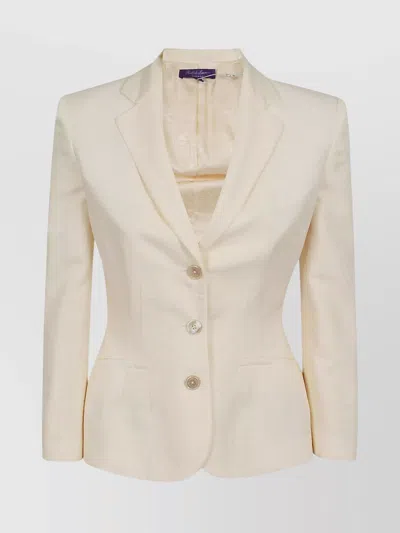 Ralph Lauren Tailored Shoulder Lapel Blazer With Long Sleeves In Neutral