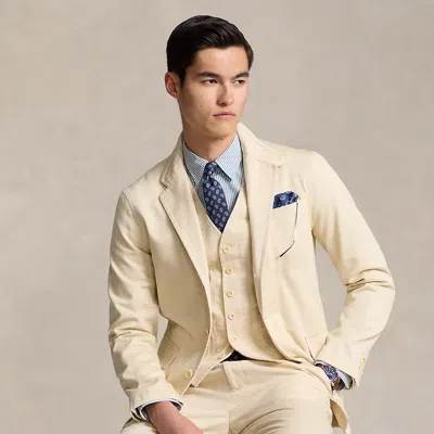 Ralph Lauren Tailored Washed Twill Suit Jacket In Full Cream