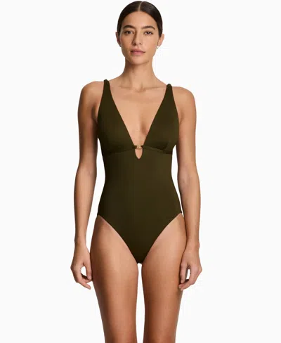 Ralph Lauren Tall Triangle One-piece Swimsuit In Green