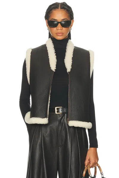 Ralph Lauren Tamlin Merino Sheep Shearling Vest In Black