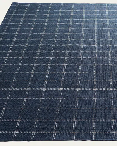 Ralph Lauren Tamworth Navy Check Hand-woven Rug, 8' X 10' In Blue