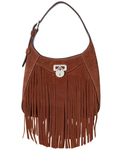 Ralph Lauren Tanner Small Suede Fringe Shoulder Bag In Brown