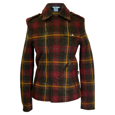 Ralph Lauren Tartan Plaid Biker Jacket In Multicolor Wool