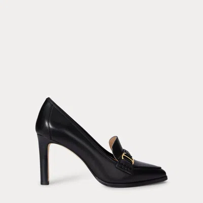 Ralph Lauren Tasha Leather Pump In Black In Animal Print