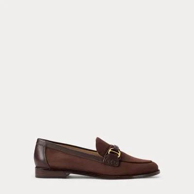 Ralph Lauren Tasha Leather-trim Suede Loafer In Chestnut Brown