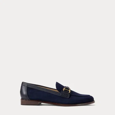 Ralph Lauren Tasha Leather-trim Suede Loafer In Lauren Navy