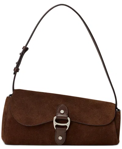 Ralph Lauren Tasha Small Suede Shoulder Bag In Brown