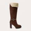 Ralph Lauren Tasha Suede & Shearling Tall Heel Boot