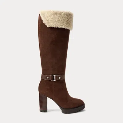 Ralph Lauren Tasha Suede & Shearling Tall Heel Boot