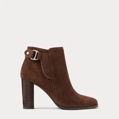 Ralph Lauren Tasha Suede Bootie Heel In Brown