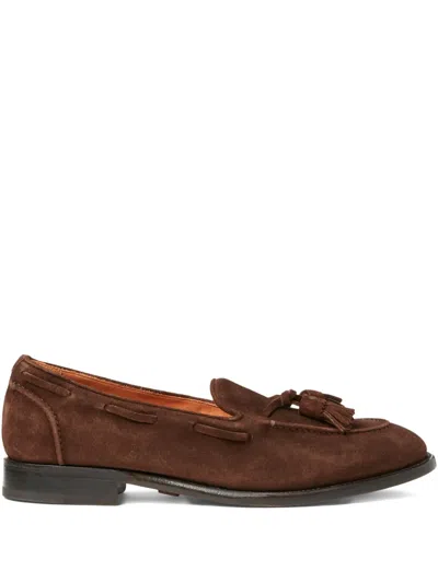 Ralph Lauren Tassel Suede Loafers In Brown