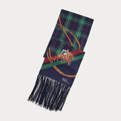 Ralph Lauren Tasseled Equestrian-plaid Silk Scarf In Multi