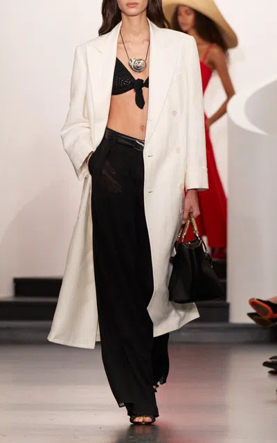 Ralph Lauren Taylan Linen Double-breasted Coat In White