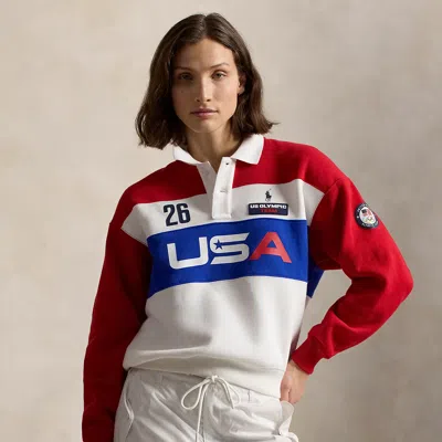 Ralph Lauren Team Usa Graphic Polo-collar Pullover In Multi