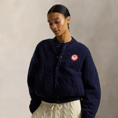 Ralph Lauren Team Usa Wool-cashmere Baseball Jacket In Blue