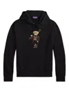 Ralph Lauren Polo Bear Cotton-cashmere Fleece Hoodie In Black