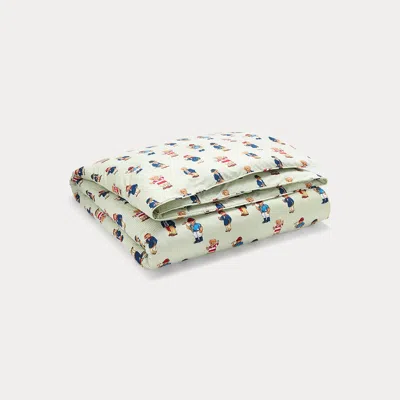 Polo Ralph Lauren Teddy Bear Stripe Duvet Set In Green In White