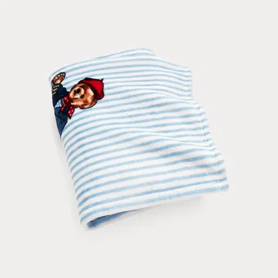 Ralph Lauren Teddy Bear Stripe Throw Blanket In Blue