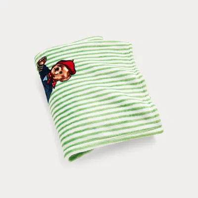 Polo Ralph Lauren Teddy Bear Stripe Throw Blanket In Green
