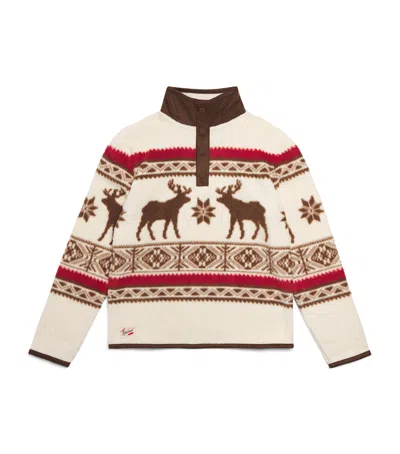 Ralph Lauren Kids' Teddy Fleece Elk-print Pullover In Multi