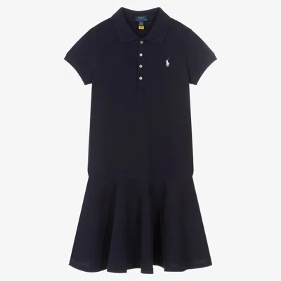 RALPH LAUREN TEEN GIRLS NAVY BLUE COTTON POLO DRESS