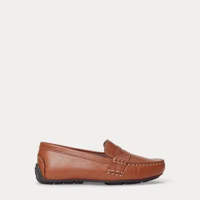 Ralph Lauren Kids' Telly Leather Penny Loafer In Brown