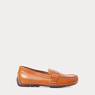 Ralph Lauren Kids' Telly Leather Penny Loafer In Tan In Brown