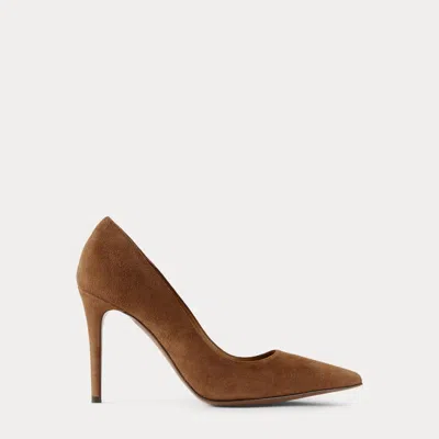 Ralph Lauren Tenney 95 Mm Goat-suede Pump In Brown