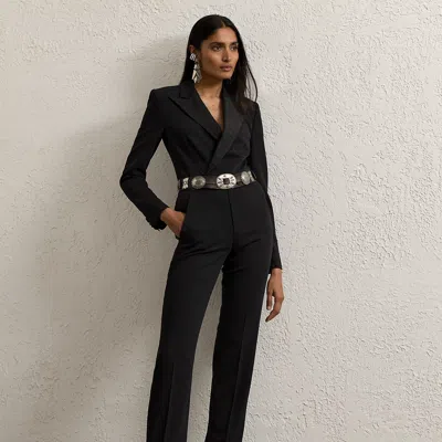 Ralph Lauren Tenney Wool Gabardine Tuxedo Jumpsuit In Black
