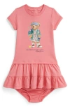 Ralph Lauren Baby Girls Polo Bear Jersey Dress In Pink