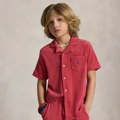 Ralph Lauren Kids' Terry Camp Shirt In Nantucket Red