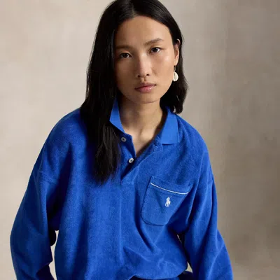 Polo Ralph Lauren Terry Long-sleeve Polo Shirt In Gala Blue