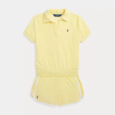 Ralph Lauren Kids' Terry Polo Shirt & Short Set In Yellow