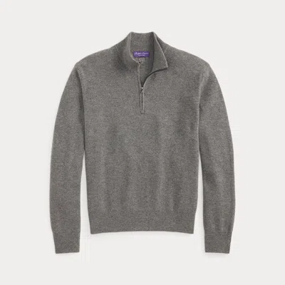 Ralph Lauren Textured Cashmere Quarter-zip Sweater In Medium Grey Melange In Gray
