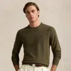 Polo Ralph Lauren Textured Cotton Crewneck Sweater In Cargo Olive Heather