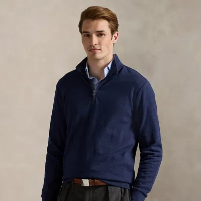 Ralph Lauren Textured Double-knit Pullover In Blue