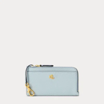 Ralph Lauren Textured Leather L-zip Card Case In Alpine Blue