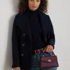 Ralph Lauren Textured Leather Small Farrah Satchel In Burgundy