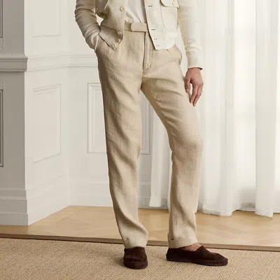 Ralph Lauren Textured Linen-blend Trouser In Sand