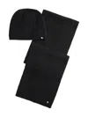 Ralph Lauren Textured Logo-detail Scarf And Beanie Hat In Black