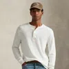 Ralph Lauren Textured Waffle-knit Henley Shirt In White