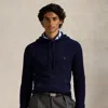 Ralph Lauren Textured Wool-cotton Hooded Sweater In Blue