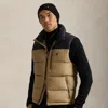 Polo Ralph Lauren The Gorham Color-blocked Down Vest In Desert Khaki/polo Black