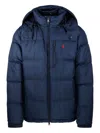Ralph Lauren Quilted Hooded Jacket With Pockets And Chest Pocket In Blue