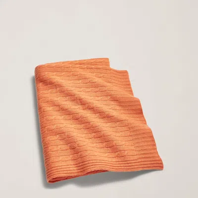 Ralph Lauren The Iconic Cable Cashmere Throw Blanket In True Tangerine In Orange