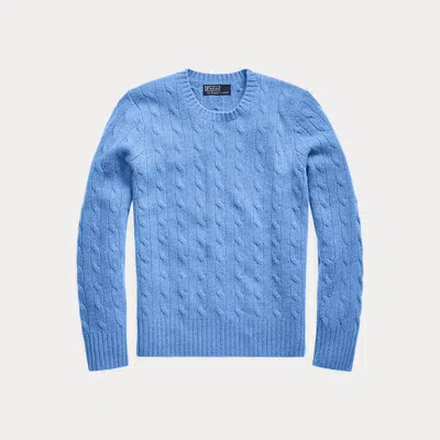 Ralph Lauren Kids' The Iconic Cable-knit Cashmere Jumper In Blue