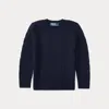 Ralph Lauren Kids' The Iconic Cable-knit Cashmere Jumper In Blue