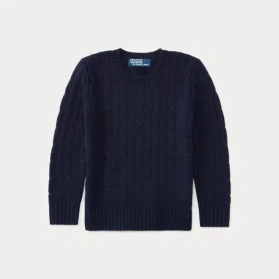 Polo Ralph Lauren Kids' The Iconic Cable-knit Cashmere Jumper In Refined Navy