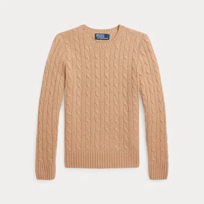 Ralph Lauren Kids' The Iconic Cable-knit Cashmere Jumper In Brown