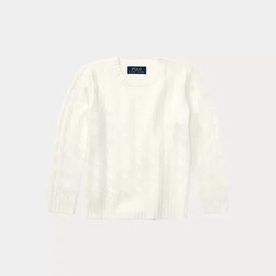 Ralph Lauren Kids' The Iconic Cable-knit Cashmere Jumper In White